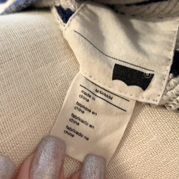 Levi’s gray blue striped long sleeve warm simple sweater - Picture 4 of 11